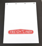 mud flaps(2) 24x30 white/red FREIGHTLINER logo 4 hole vertical rib Freightliner