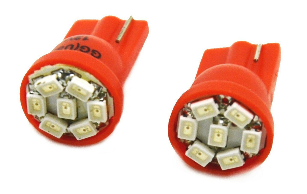 LED Bulbs Replacement for #194, #168 Dome Light Bulb 7 Red LEDs GG#74903 Pair