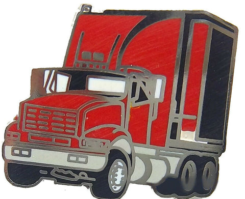 Semi Truck Hat Pin Tie Tack Lapel Pin Red & Black Painted Metal Stud BJ5260-TT