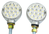 2-Turn Signal Led Lights 3” Pearl Clear 2 Face Amber/Red 14 LEDs 1 Stud GG#75195