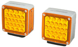 2-Square 24 Led Turn Signal Lights Pearl Amber/Red Lens 1 or 2 Studs #GG77615