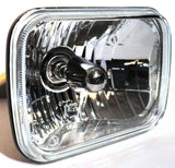 Rectangular Crystal Glass Headlight 5"x7" Replaces H6054 H4/HB2 Halogen UP#31389