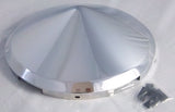 Front Hub Cap 5 Notch Pointed Cone Steel Wheel Stainless 7/16" Lip UP#20147 Pair