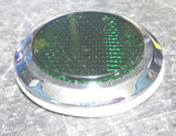 Stick-On Round Reflectors Chrome Trim Green Acrylic Lens 2-1/8" OD GG#80835-Pair