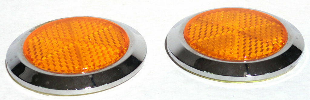 Round Reflectors 2-1/8" O.D. Amber Acrylic Lens w/Bezel Stick-On GG#80831-Pair