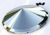 Front Hub Caps 4 Even Notches Cone Pointed Chrome 7/16" Lip UP#10146 Pair