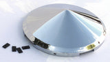 Front Hub Caps 4 Even Notches Cone Pointed Chrome 7/16" Lip UP#10146 Pair