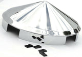 Front Hub Caps 4 Even Notches Cone Pointed Chrome 1" Lip UP#10149 Pair