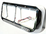 Dual Rectangular Headlight Bezel Clear Lens 19 Amber LEDs Plastic UP#32359 Each