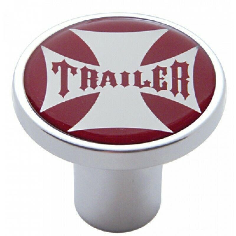 UP Air Brake Knob Trailer Screw-On Chrome w/ Red Maltese Cross Sticker #23664