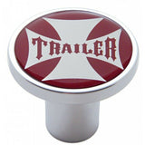 UP Air Brake Knob Trailer Screw-On Chrome w/ Red Maltese Cross Sticker #23664