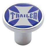 UP Air Brake Knob Trailer Screw-On Chrome w/ Blue Maltese Cross Sticker #23661