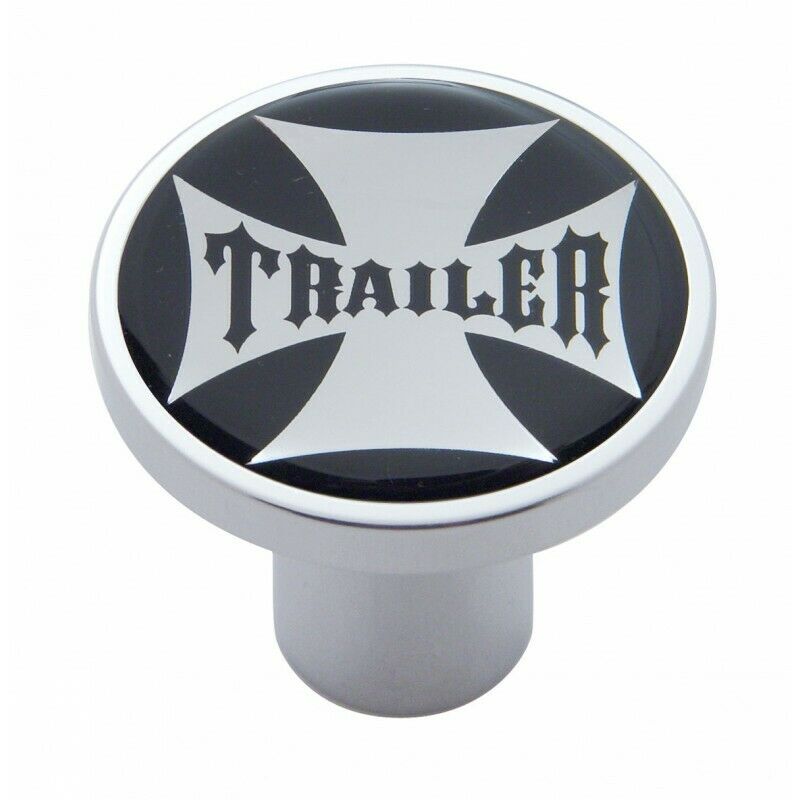 Air Brake Knob Trailer Screw-On Chrome w/ Black Maltese Cross Sticker UP#23660