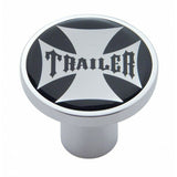 Air Brake Knob Trailer Screw-On Chrome w/ Black Maltese Cross Sticker UP#23660