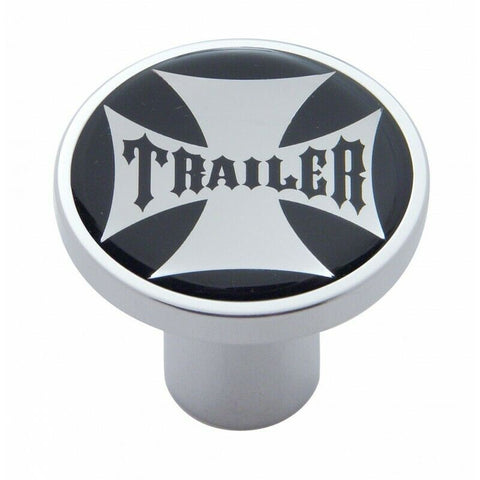 Air Brake Knob Trailer Screw-On Chrome w/ Black Maltese Cross Sticker UP#23660