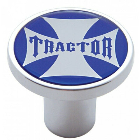 UP Air Brake Knob Tractor Screw-On Chrome w/ Blue Maltese Cross Sticker #23655