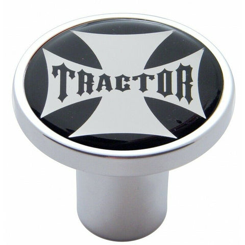 Air Brake Knob Tractor Screw-On Chrome w/ Black Maltese Cross Sticker UP#23654
