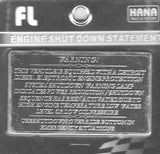 HTS Statement Plate for Freightliner Engine Shutdown Stainless Engraved #FL-1030