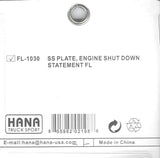 HTS Statement Plate for Freightliner Engine Shutdown Stainless Engraved #FL-1030