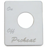 UP Switch Plate for Peterbilt Engine Heater Proheat Stainless Etched #48461