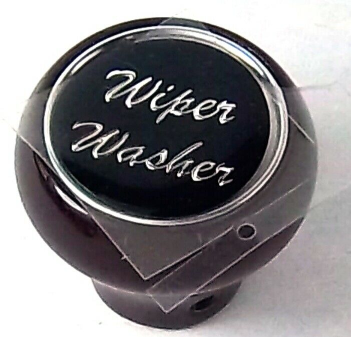 UP Dash Control Knob Wiper Washer 1" Black Glossy Sticker Wood Knob #23560 Each