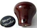 UP Dash Control Knob Wiper Washer 1" Black Glossy Sticker Wood Knob #23560 Each