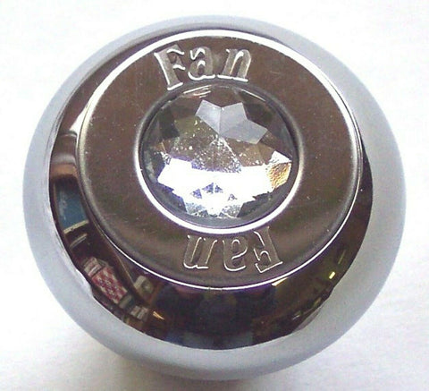 GG Deluxe Dash Control Knob Fan Clear Jewel SS Plaque Chrome Knob #95692 Each