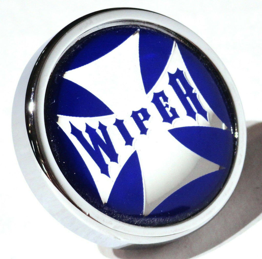 UP Wiper Control Knob Chrome Aluminum w/ Blue Maltese Cross Sticker #23625