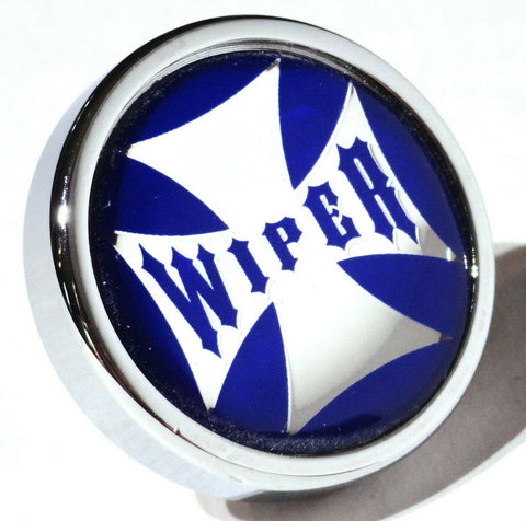 UP Wiper Control Knob Chrome Aluminum w/ Blue Maltese Cross Sticker #23625
