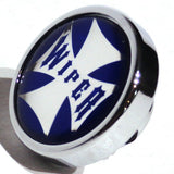 UP Wiper Control Knob Chrome Aluminum w/ Blue Maltese Cross Sticker #23625