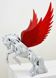 Lighted Hood Ornament Stallion Windrider Red Wing 3 Stud Chrome 9 3/4" GG#48393