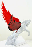 Lighted Hood Ornament Stallion Windrider Red Wing 3 Stud Chrome 9 3/4" GG#48393