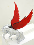 Lighted Hood Ornament Stallion Windrider Red Wing 3 Stud Chrome 9 3/4" GG#48393