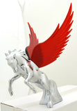 Lighted Hood Ornament Stallion Windrider Red Wing 3 Stud Chrome 9 3/4" GG#48393
