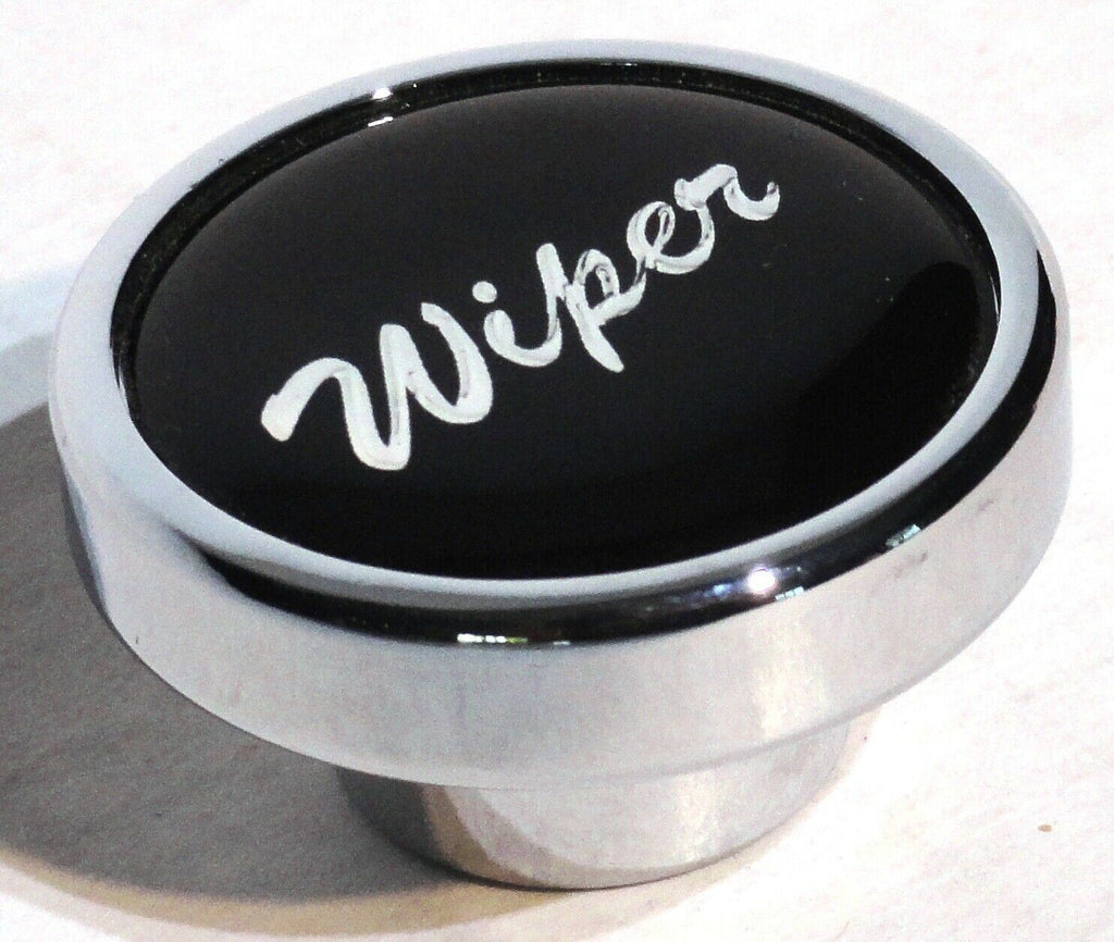 UP Wiper Control Knob 1" Black Glossy Sticker Chrome Aluminum Knob #23201 Each