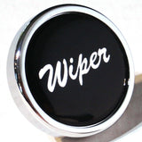 UP Wiper Control Knob 1" Black Glossy Sticker Chrome Aluminum Knob #23201 Each