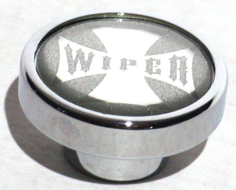 UP Wiper Control Knob Chrome Aluminum w/ Silver Maltese Cross Sticker #23629