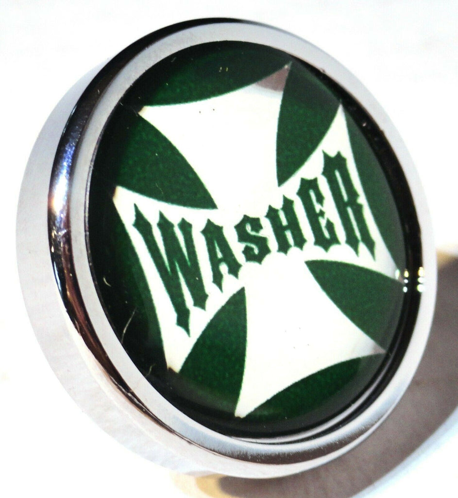 UP Washer Control Knob Chrome Aluminum w/ Green Maltese Cross Sticker #23620