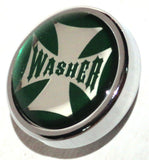 UP Washer Control Knob Chrome Aluminum w/ Green Maltese Cross Sticker #23620