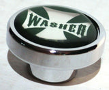 UP Washer Control Knob Chrome Aluminum w/ Green Maltese Cross Sticker #23620