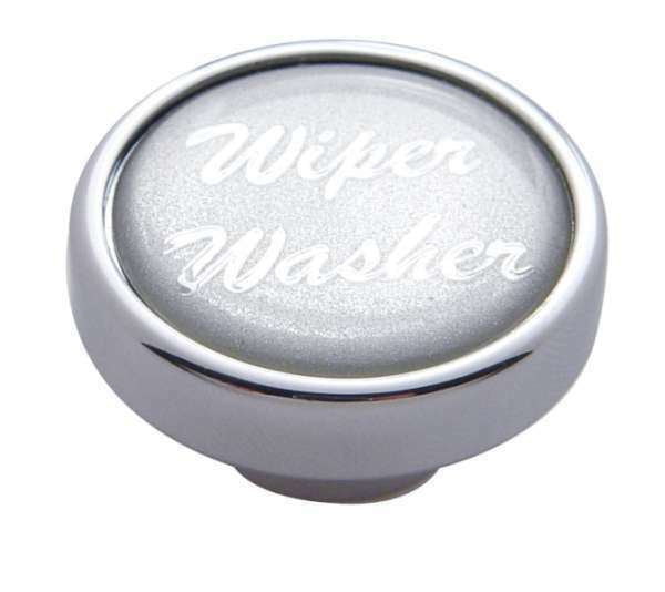 UP Wiper Washer Control Knob 1" Silver Glossy Sticker Chrome Aluminum #23248 Ea.