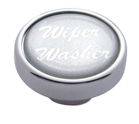 UP Wiper Washer Control Knob 1" Silver Glossy Sticker Chrome Aluminum #23248 Ea.
