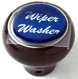 UP Dash Control Knob Wiper Washer 1" Blue Glossy Sticker Wood Knob #23561 Each