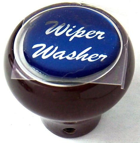 UP Dash Control Knob Wiper Washer 1" Blue Glossy Sticker Wood Knob #23561 Each
