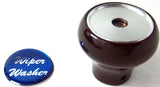 UP Dash Control Knob Wiper Washer 1" Blue Glossy Sticker Wood Knob #23561 Each