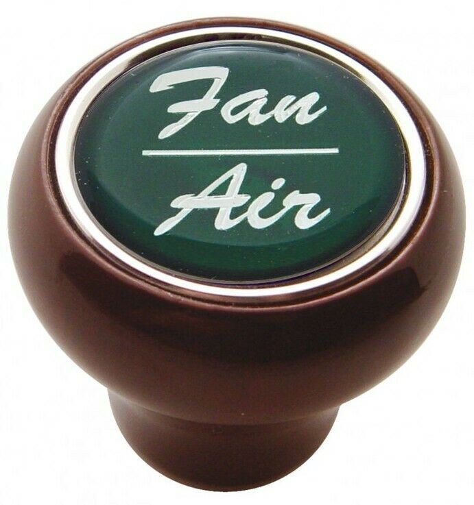 UP Dash Control Knob Fan Air 1" Green Glossy Sticker Wood Knob #23538 Each