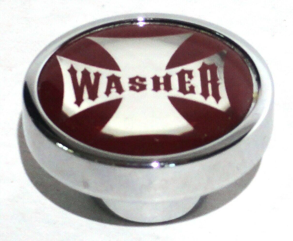 UP Washer Control Knob Chrome Aluminum w/ Red Maltese Cross Sticker #23622