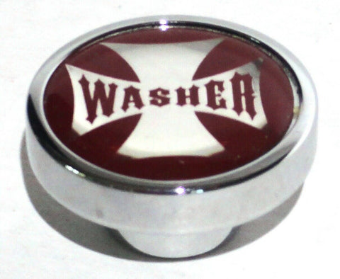 UP Washer Control Knob Chrome Aluminum w/ Red Maltese Cross Sticker #23622