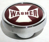 UP Washer Control Knob Chrome Aluminum w/ Red Maltese Cross Sticker #23622