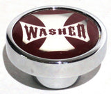 UP Washer Control Knob Chrome Aluminum w/ Red Maltese Cross Sticker #23622